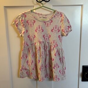 Disney Kids Minnie Mouse Pink and Cream Tee